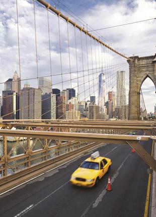 Фотообои флизелиновые 3D город Нью-Йорк 375х250 см Такси на мо...