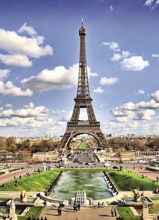 Фотообои флизелиновые 3D город Париж 375х250 см Эйфелева башня...