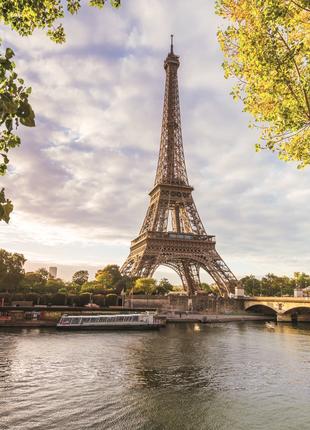 Фотошпалери флізелінові 3D місто Париж 375х250 см Ейфелева веж...