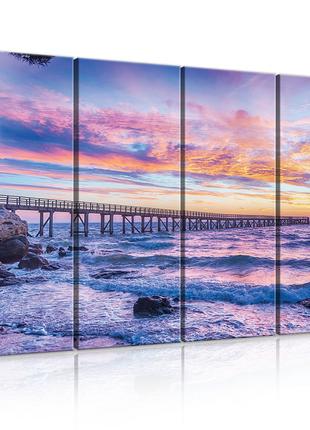 Модульная картина на холсте 4x30x80 см Закат над морем (PS1051...