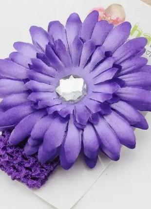 Фиолетовая детская повязка с цветком - размер универсальный