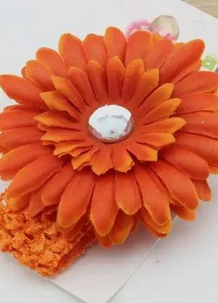 Оранжевая детская повязка с цветком - размер универсальный