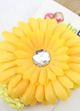 Желтая детская повязка с цветком - размер универсальный