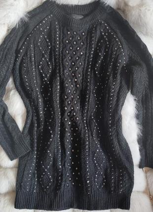 Шерстяной удлиненный свитер