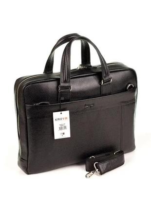 Чоловічий портфель сумка karya 0845-45 з м'якої шкіри чорний