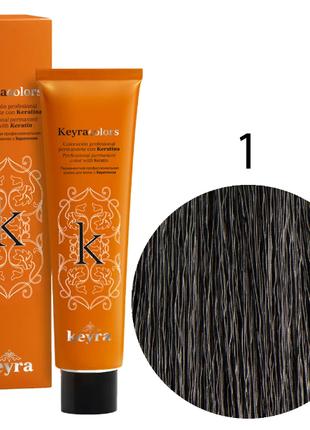 KEYRA Професійна фарба для волосся Keyracolors 1 чорний, 100 мл