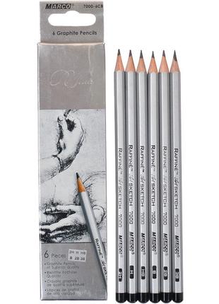 Набір графітних олівців 2H-3B Marco Raffine 6 штук 7000-6CB