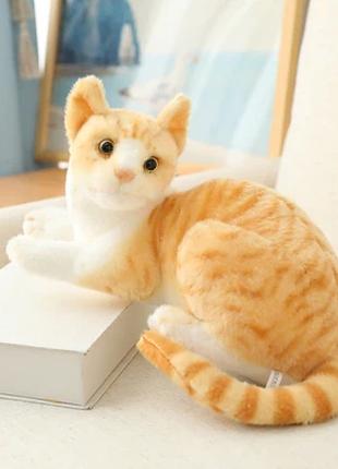 Мягкая игрушка реалистичный рыжий кот 25см