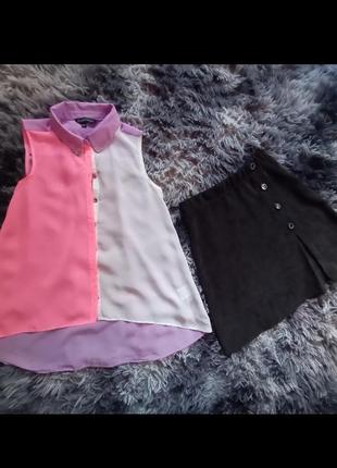Комплект девочке яркая блуза безрукавка+юбка трапеция 9-11л