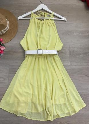 Желтое легкое платье, лимонного цвета