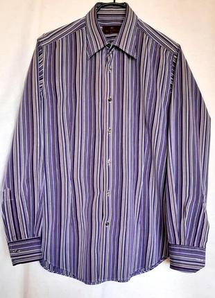 Фиолетовая рубашка в полоску etro италия оригинал  размер воро...