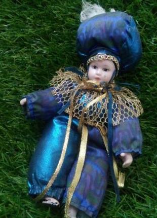 Восточный принц арлекин кукла фарфоровая в одежде винтаж интер...