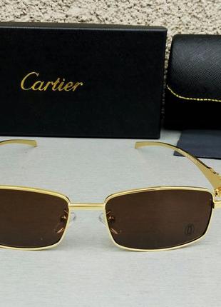 Cartier очки унисекс солнцезащитные модные узкие коричневые в ...