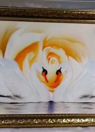 Картина репродукция " Лебеди" 60х100 см.