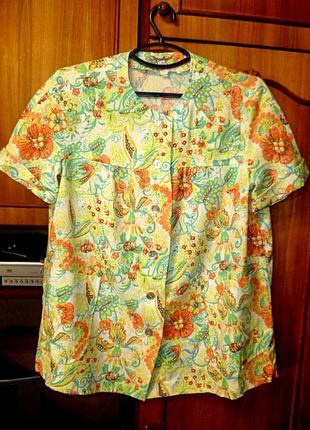 Яркая летняя кофточка блузка в цветах,viola польша,винтаж,можн...