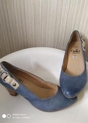 Туфли серо-синие кожа, caprice 39