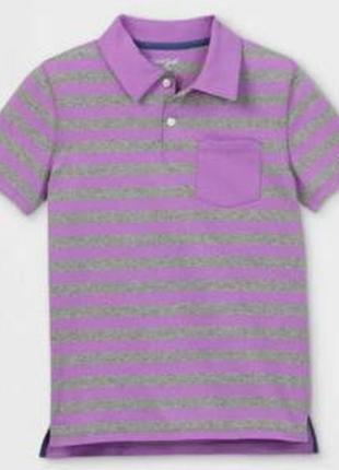 Фиолетово-серая в полоску футболка поло cat & jack с короткими...