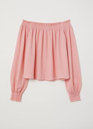 Блуза жіноча з відкритими плечима пудрово рожева xxs h&m 06222...