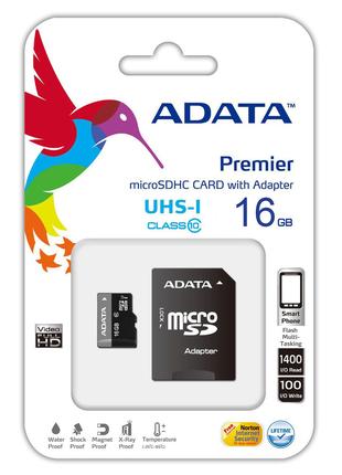 ☜Карта памяти Adata MicroSDHC 16GB UHS-I Class 10+SD adapter д...