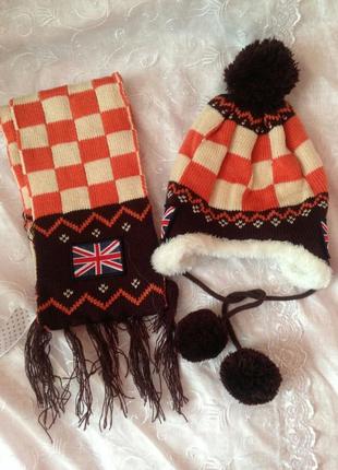Дитяча зимова шапка, шарф. на 1-2 роки туреччина