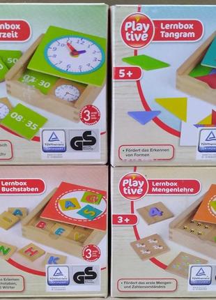 Навчальний дерев'яний ящик Playtive Час навчання, фігури, літери