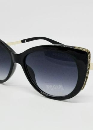 Bvlgari модные женские солнцезащитные очки кошечки черные с зо...