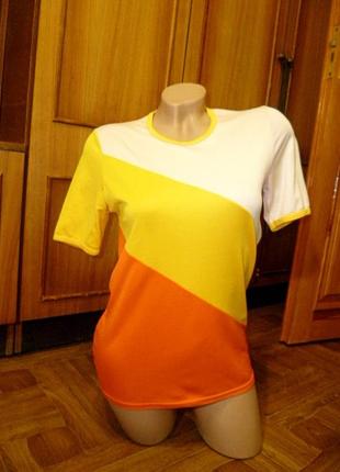 Яркая футболка трехцветная кремовый+желтый+апельсиновый