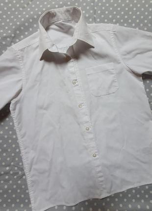Белая рубашка с коротким рукавом m&s 9 лет 134 см