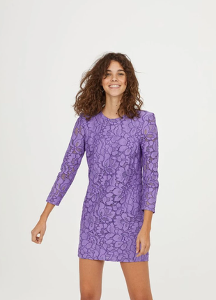 Коротке жіноче мереживне плаття фіолетовий 36/6 h&m
