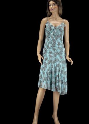 Красивейшее бирюзовое шифоновое платье george питон. размер uk...
