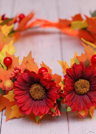 Осенний венок веночек с листьями цветами
