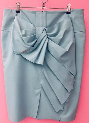 Шикарная юбка карандаш нюдового мятного цвета