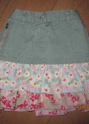 Джинсово-хлопковая юбка george для девочки 3-4года