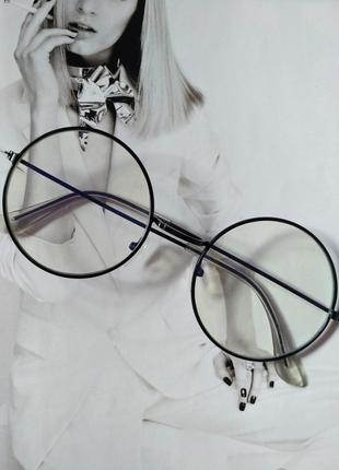 Круглые имиджевые очки тишейды с анти блик №3 Черный