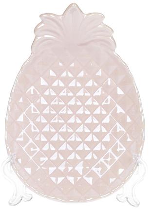 Блюдо керамическое Ананас 21см, цвет - розовый перламутр