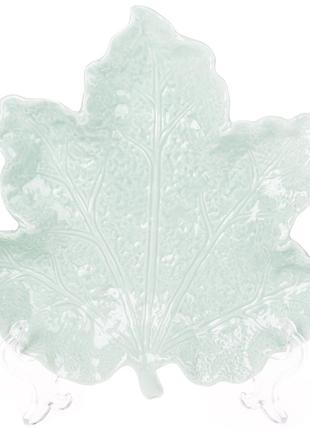 Тарелочка декоративная Кленовый лист, 20см, цвет - мятный