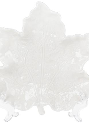 Тарелочка декоративная Кленовый лист, 20см, цвет - белый