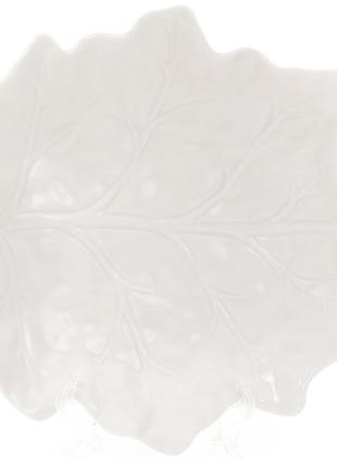 Блюдо фарфоровое Лист, 20 см, цвет - белый