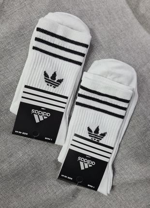 Шкарпетки високі білі унісекс, шкарпетки в стилі adidas