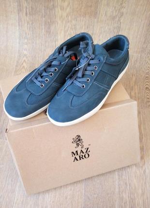 Темно-синие мужские кроссовки-ботинки mazaro из натурального н...