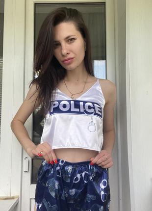 Женская пижама "полиция" топ и шорты