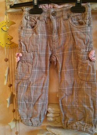 Утепленные хлопковые штанишки на 1-1,5 года