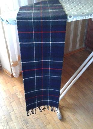 Брендовий вовняної шотландський шарф в клітку з бахромою frang...