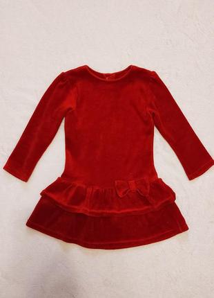 Бархатное красное платье для маленькой принцессы 2 года 92