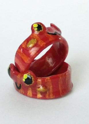 Кільця червоні жабки в смужку неонові