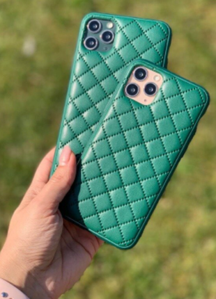 Чехол iPhone Quilted Leather Case iPhone XS Max X/Xs зеленый еко-
