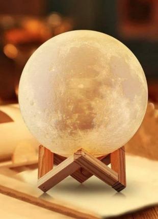 Настольный светильник 3D лампа Луна 13 см ночник с сенсорным у...