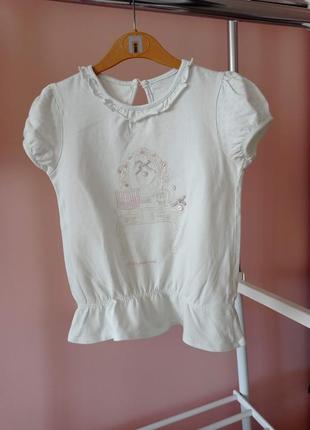 Фирменная белая нарядная футболка mothercare, на девочку 6-8 лет