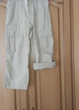 Льняные брюки-шорты с карманами