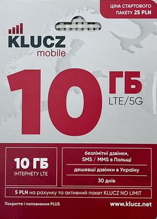 Польский стартовый пакет KluczMobile оператора PLUS